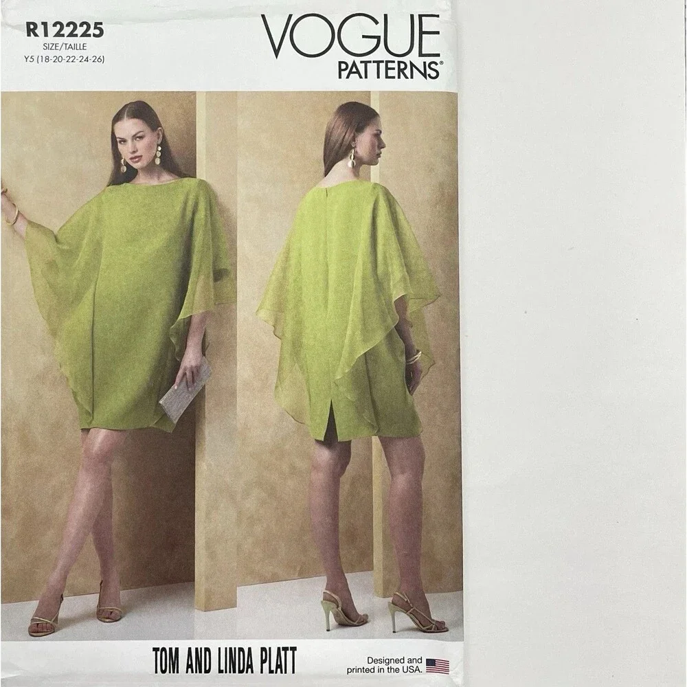 Pattern Misses Sz Y5 18-26 Batwing Dress Tom Linda Platt Vogue R12225 New/Uncut